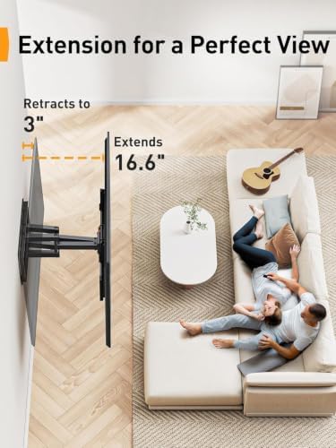 Perlegear Full Motion TV Wall Mount for 42-90 Inch TVs up to 132 lbs