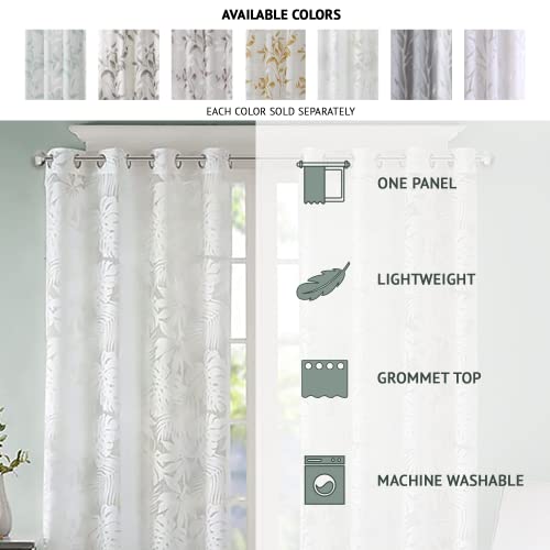 Madison Park Cecily Semi Sheer SINGLE Panel Window Curtain Burnout Botanical Print, Easy To Hang, Fits up to 1.25" Diameter Rod, 50x84", Leaves Mauve