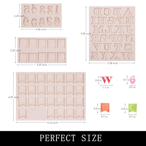 Muyulin 4 Pcs Letter Flag Chocolate Silicone Molds Z217 for Cake Decoration