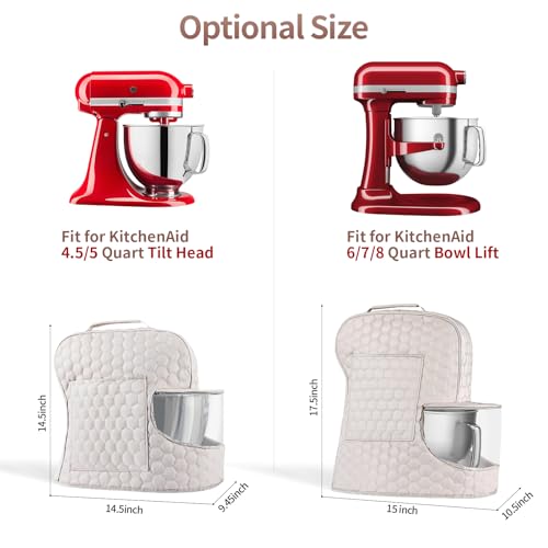 Stand Mixer Dust Cover with Storage Pockets for 6-8 Quart Bowl Lift Models