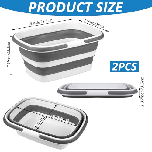Grey Zoketriton Collapsible Ice Buckets for Parties, Wine & Drink Cooler, Foldable Beverage Tub, Large Capacity