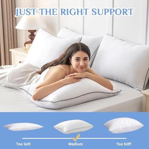 JOLLYVOGUE Queen Size Bed Pillows Set of 2 - Down Alternative Hotel Quality