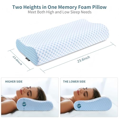 Ergonomic Cervical Pillow for Neck Pain Relief - Adjustable Memory Foam