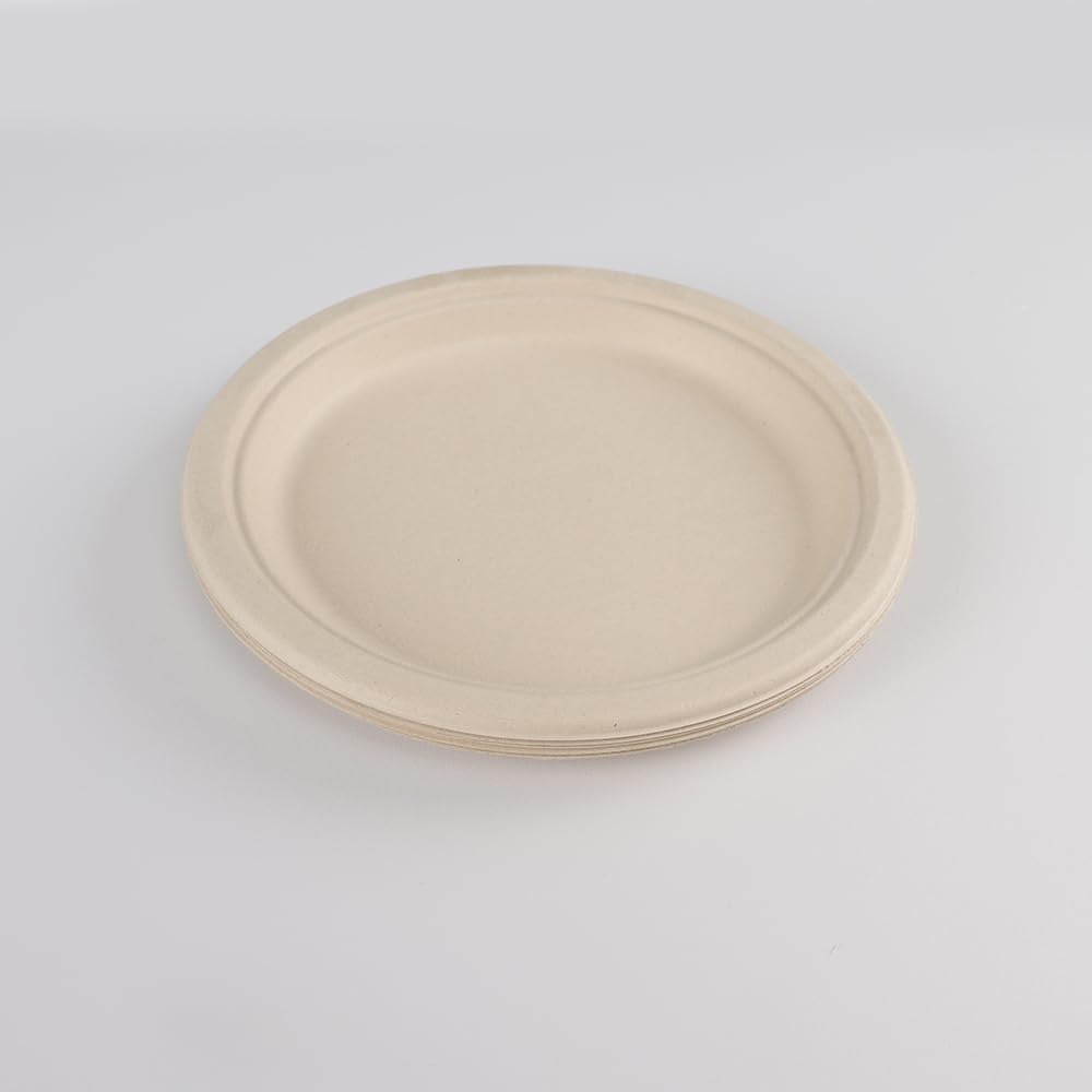 BETAWORLD Compostable Paper Plates 9” – 125 Pack | Heavy Duty Sugarcane Bagasse | Microwave & Leak Proof | Eco-Friendly Disposable Dinner Plates for Party, Wedding, Picnic