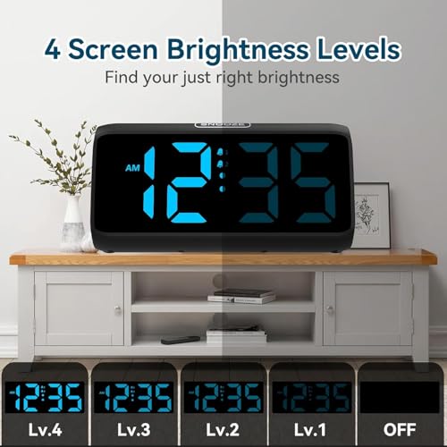 Digital Alarm Clock for Bedrooms - Loud Dual Alarm, Dimmable LED Display