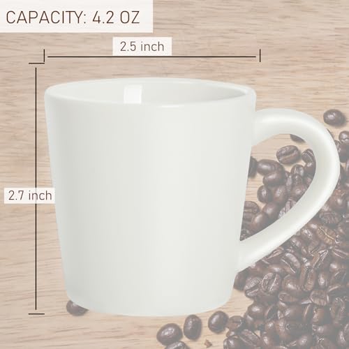 YINUOWEI 4.2oz White Espresso Cups Set of 2 Ceramic Demitasse Coffee Mugs