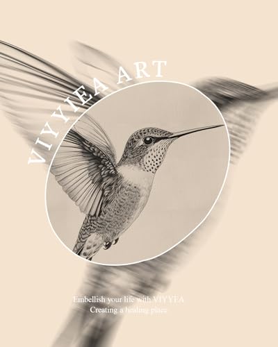 VIYYIEA Vintage Gold Framed Hummingbird Wall Art Sketch 8x10 Inch