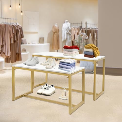 2-Piece Metal Retail Display Table Set for Shoes and Handbags
