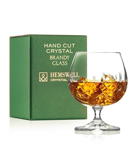 Hemswell Crystal Brandy Snifter - European Lead-Free Crystal Glass 8.5oz - Wicklow Cut Variation 1