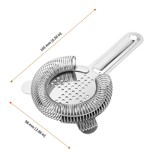 HOZEON 4 Pack Stainless Steel Cocktail Strainers 6.5 Inch Bar Tool Set