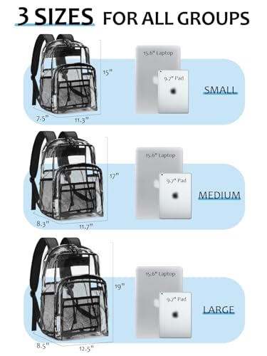 Flowston Clear Backpack for School Heavy Duty Transparent Bookbag