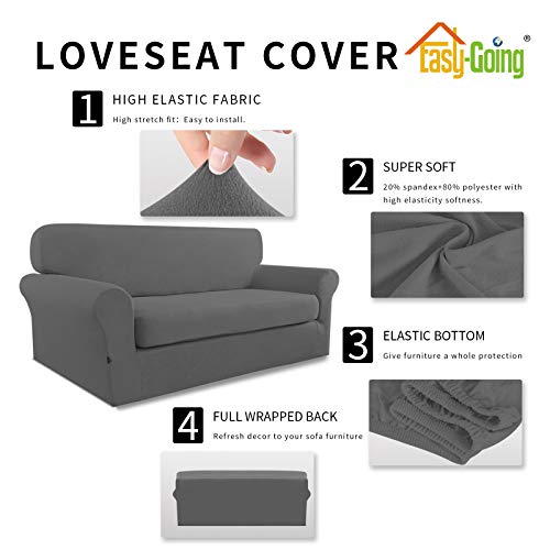 Stretch Loveseat Slipcover – Washable Fitted Sofa Cover in Grey
