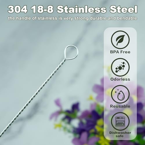 YOUCOX 4 Pack Extra Long Straw Cleaner Brushes - 11.8 Inches for 14oz-40oz Stanley Cups, Glass, Plastic & Silicone Straws - Clear