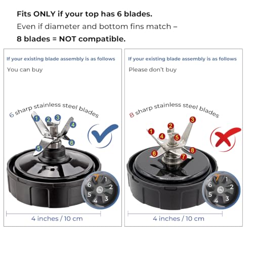 7-Fin Blender Blade Replacement with 24oz Cups and Sip & Seal Lids