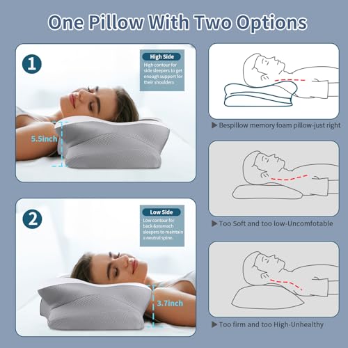 Ergonomic Cervical Neck Pillow for Pain Relief - Memory Foam Support