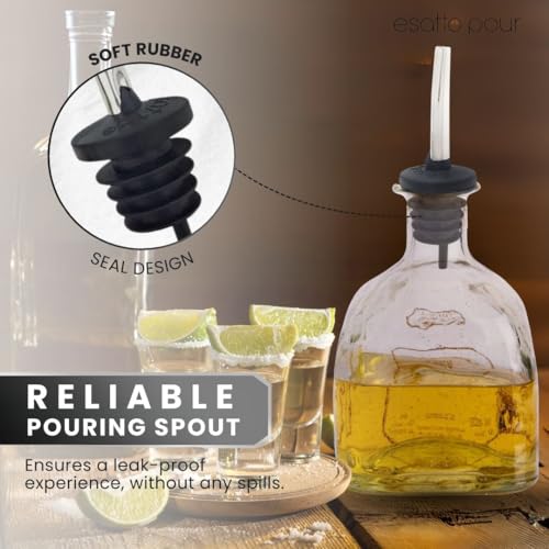 Esatto Oversized Cork Metal Liquor Pourers with Dust Caps V2 - 6 Pack
