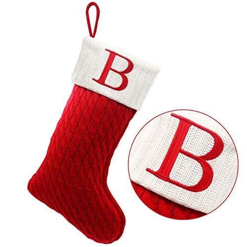 20-Inch Large Monogram Knit Christmas Stocking with Embroidered Initial