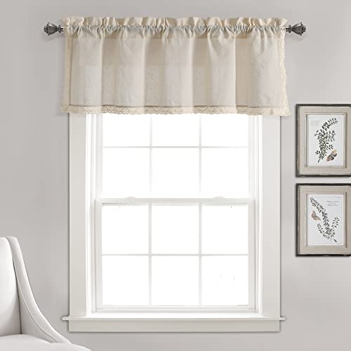 Lush Decor Rosalie Faux Linen Window Curtain Valance, Valanace, Ivory