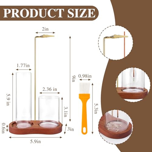 2-in-1 Wooden Incense Holder with Glass Ash Catcher for Sticks