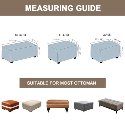 Rectangular Ottoman Slipcover with Non-Slip Bottom - Large Size