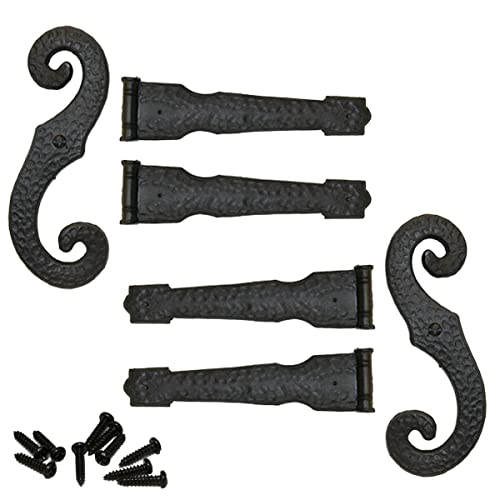 Ekena Millwork Black Vinyl Decorative Hinges with S-Hooks for Shutters