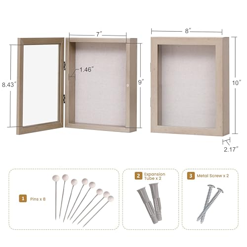 8x10 Shadow Box Display Case with Linen Backing and Magnetic Door - Champagne