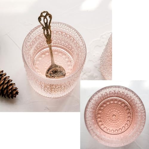JPPSUJJ Clear 10 oz Vintage Beaded Cocktail Glasses Set of 6 - Textured Bubble Drinking Glassware