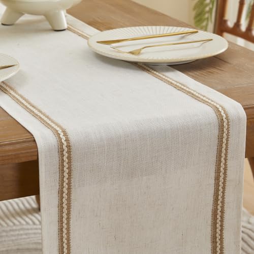 Wracra Jute Table Runner 60in Off-White 14x60 Inch Farmhouse Linen