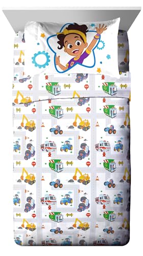 Full Bedding Set 7-Piece Truck Print Comforter and Sheet Set for Kids