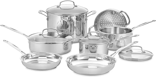 11-Piece Stainless Steel Cookware Set, Induction Compatible Pots & Pans