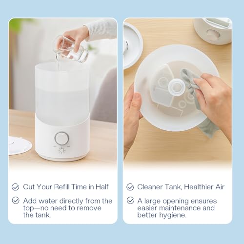 3L Cool Mist Ultrasonic Humidifier with Top Fill and Knob Control