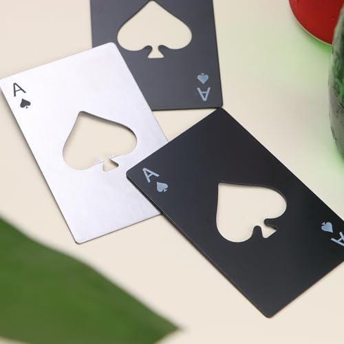 Zhtulck 12Pcs Credit Card Bottle Openers - Stainless Steel Ace of Spades Design, Wallet Size Beer Opener for Parties & Gifts