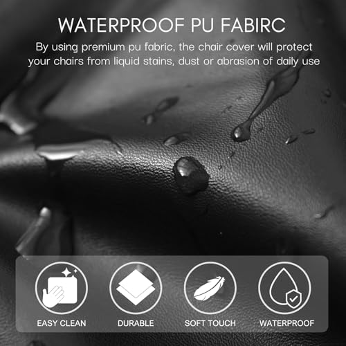Waterproof PU Leather Dining Chair Seat Covers, 4 Pack - Black