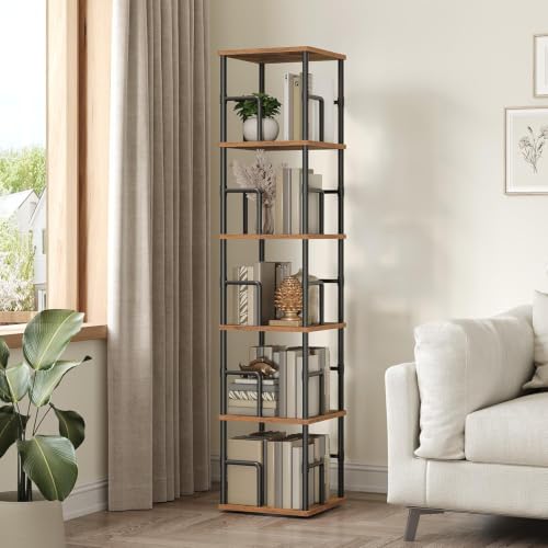 5-Tier Rotating Corner Bookshelf, 360-Degree Spinning Storage Rack