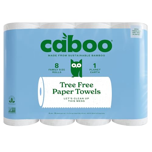 Tree-Free Bamboo Kitchen Paper Towels - Eco-Friendly 2-Ply (8 Family Rolls)