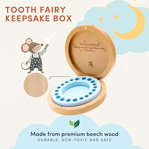Wooden Baby Tooth Keepsake Box - Beechwood First Tooth & Curl Organizer