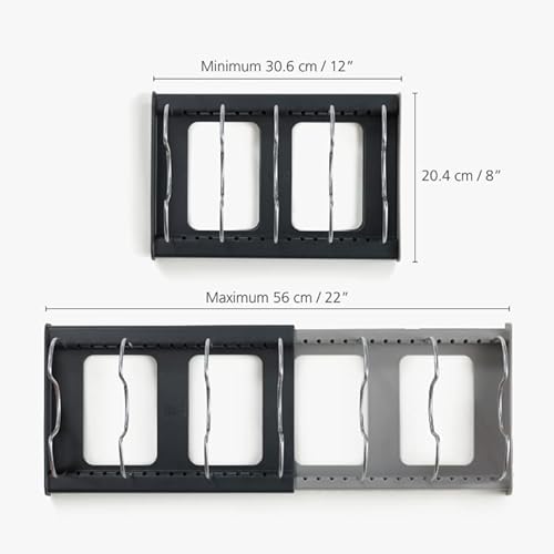 Joseph Joseph DrawerStore Expanding Cookware Organizer, Space saving storage for pan lids, baking trays - Grey