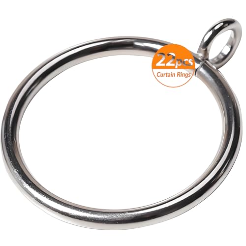 Metal Curtain Rings with Hooks, 1.5 Inch Eyelet for 1.25 Inch Rods