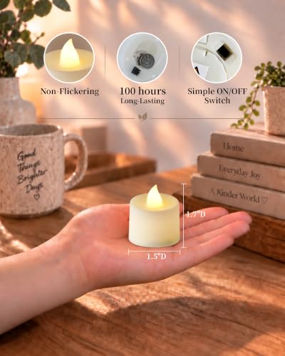 Amagic 24 Pack LED Votive Candles Battery Operated White - 1.5 x 1.7 in, 24 Pack