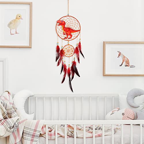 Dinosaur Dream Catcher Wall Hanging for Kids Bedroom Decor