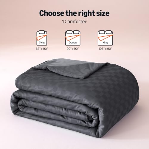 Cooling Comforter for Hot Sleepers, Lightweight Waffle Weave, King Size, Dark Gray