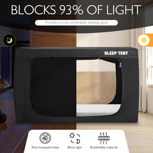 Indoor Privacy Twin Bed Tent Canopy - Blackout Sleep Space for Kids & Adults