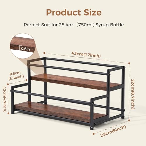 2-Tier Coffee Syrup Organizer Rack - 10-Bottle Countertop Display Stand