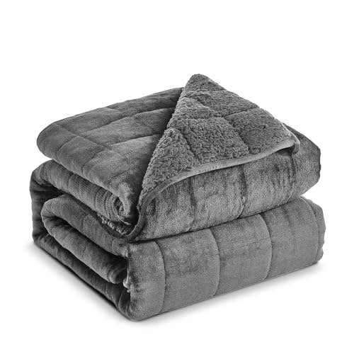 Sherpa Fleece Weighted Blanket 15lbs - Soft Plush Dual Sided, 60x80 inches