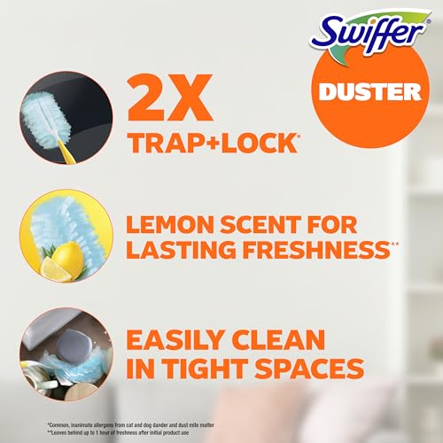 Disposable Duster Refills with Lemon Scent - Dust Trapping Cloths, 18 Pack