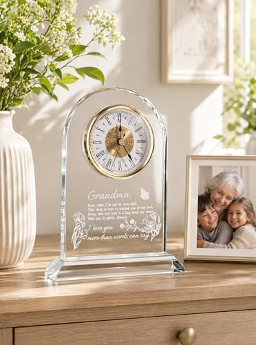 Grandma Gifts from Granddaughter Grandson - Birthday Glass Clock - WinTaim