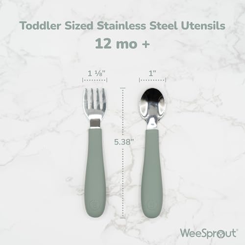 Toddler Utensils Set with Stainless Steel and Silicone Handles