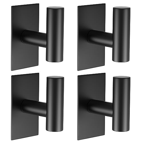 VAEHOLD Heavy Duty Adhesive Towel Hooks - Waterproof Stainless Steel Wall Mount 4 Pack