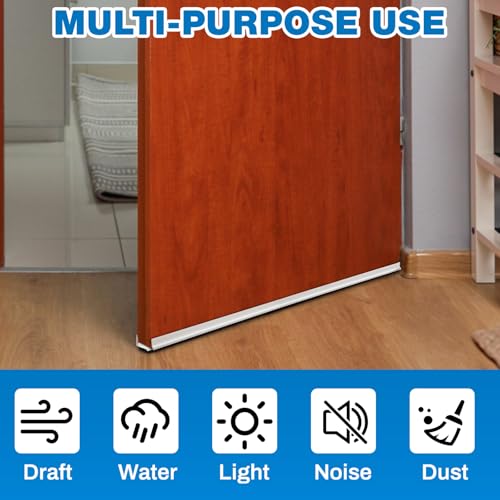 Adjustable Under Door Sweep 32" - Double Bubble PVC Draft Stopper Seal (White)