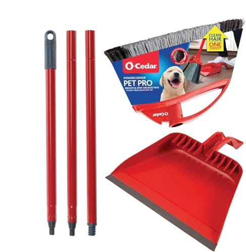 Pet Hair Broom and Step-On Dustpan Set - Dual Bristle Floor Sweeper